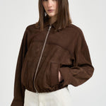Giacca donna in suede marrone 7957 CACAO ACCADEMIE TESSILI 