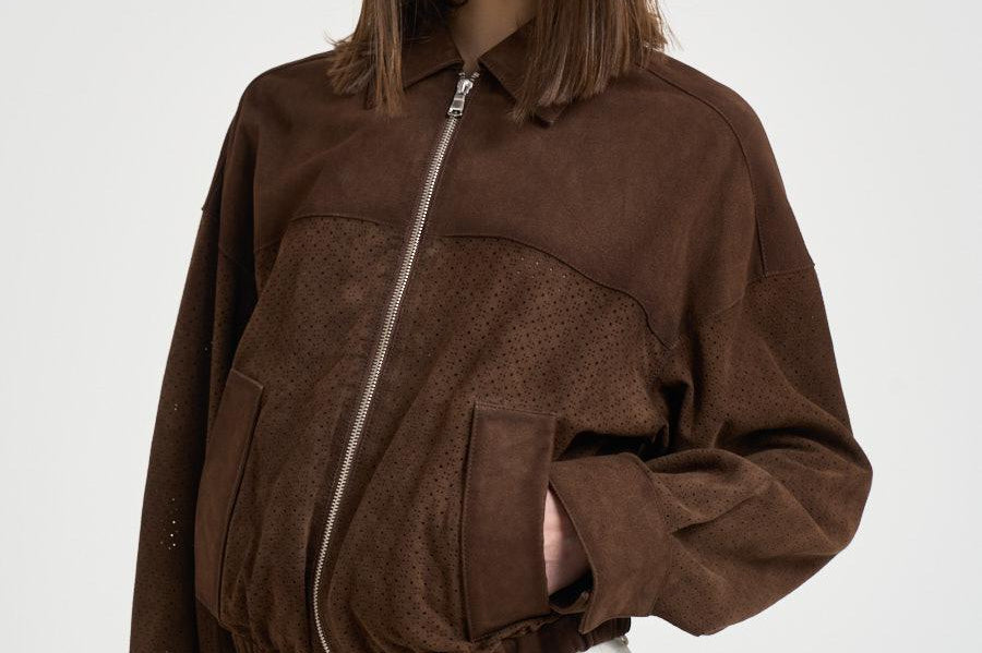 Giacca donna in suede marrone 7957 CACAO ACCADEMIE TESSILI 