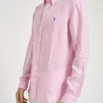 Camicia uomo in lino a righe rosa 710B15594 008 RALPH LAUREN 