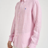 Camicia uomo in lino a righe rosa 710B15594 008 RALPH LAUREN 