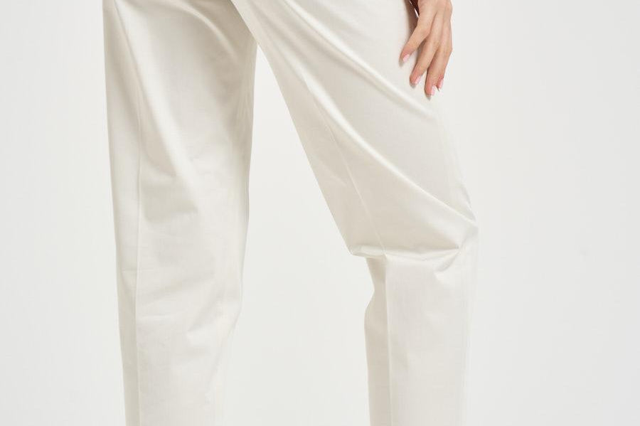 Pantalone donna con risvolto avorio ALICE LONG CRSILKWHITE BERWICH 
