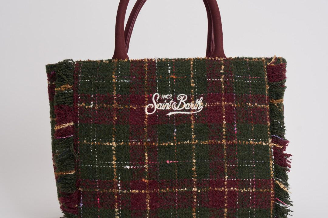 Borsa donna Colette Tweed verde e bordeaux COLETTETWD CK4551 MC2 SAINT BARTH 