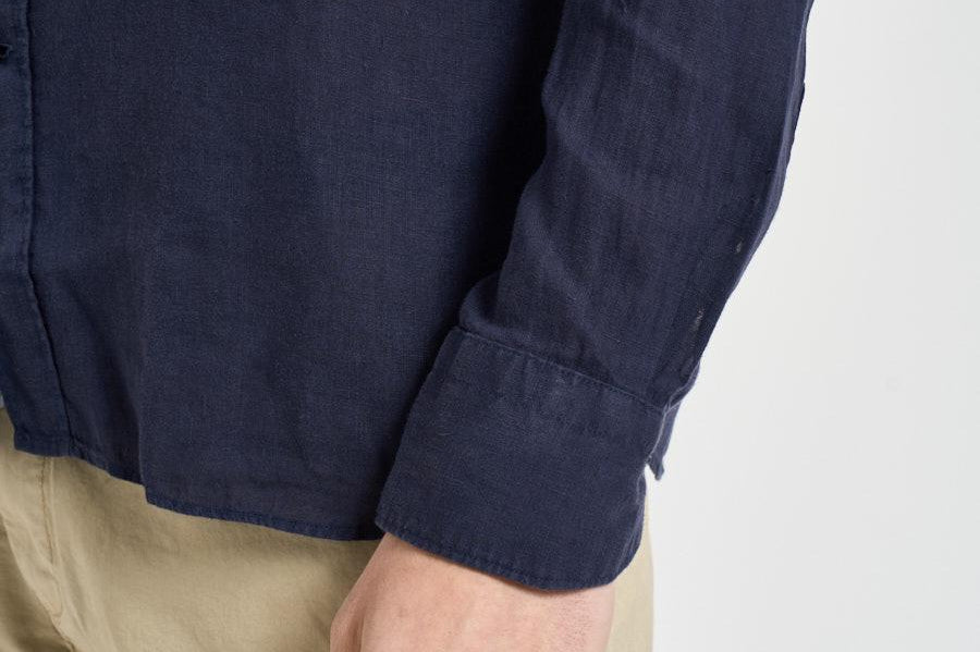 Camicia uomo in lino blu J66TNP UE7 ACCADEMIE TESSILI 