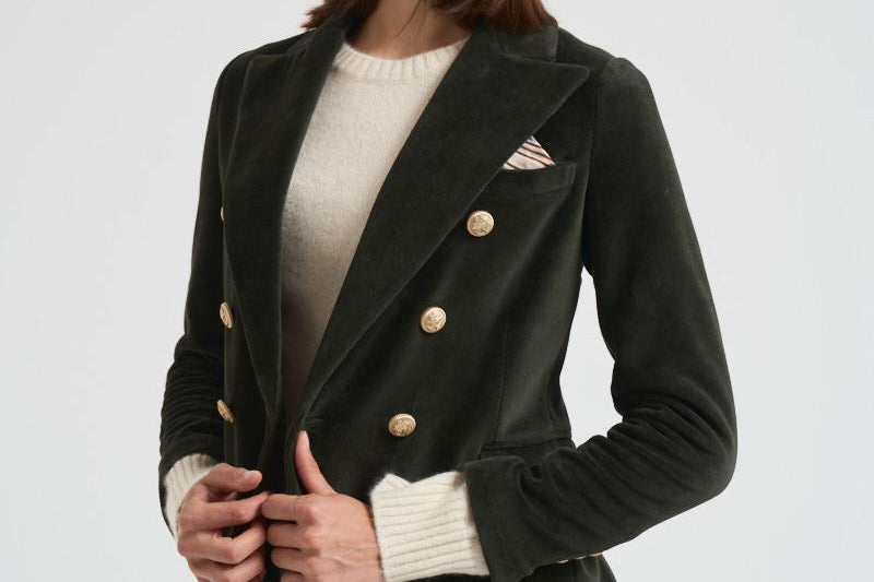 Giacca donna doppiopetto in velluto verde FD3623 G1207 CIRCOLO 1901 