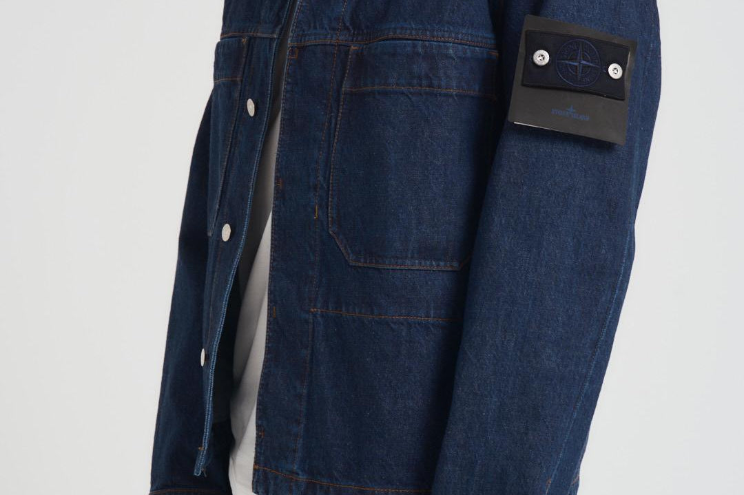 Giacca uomo stile camicia in denim scuro Q100027S00J7 VJ201 STONE ISLAND 