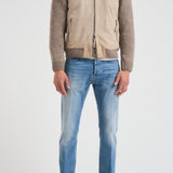 Giubbotto uomo in camoscio e tessuto beige FRANCIS KNIT 505 THE JACK LEATHERS 