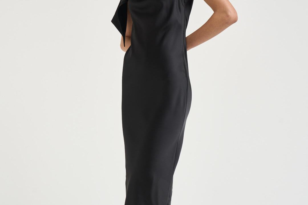 Abito donna midi asimmetrico nero THIANA BLA0126S IRO 