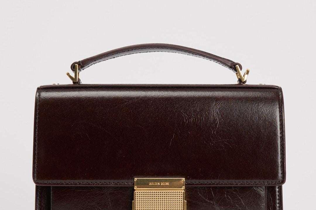 Borsa donna Venezia bag in pelle laminata testa di moro GWA00467 A00074955357 GOLDEN GOOSE 