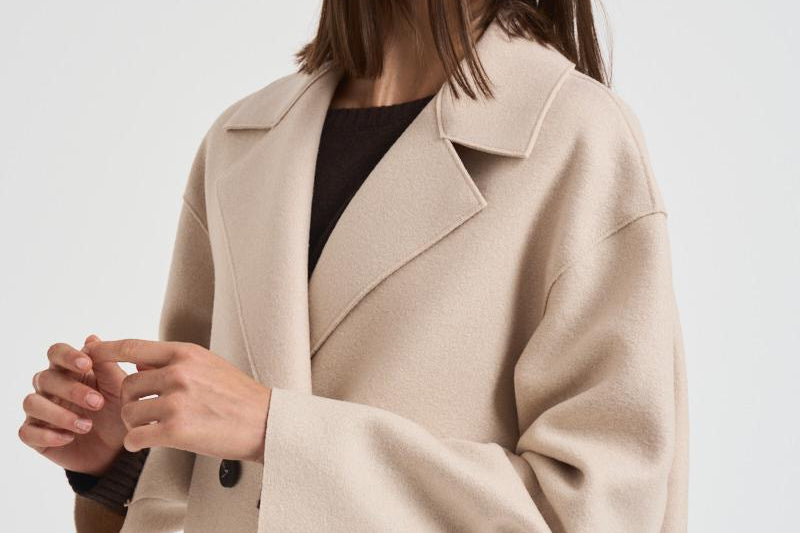 Cappotto donna doppiopetto panna AC1487 MLK120 HARRIS WHARF LONDON 
