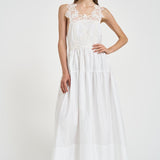 Abito donna lungo con pizzo bianco W06050581 WHITE MAURIZIO MYKONOS 