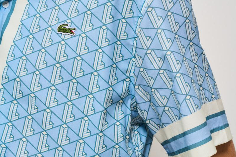 Camicia uomo monogram celeste CH9094 GIL LACOSTE 
