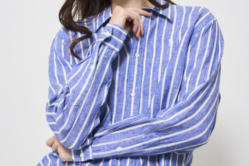 Camicia donna a righe celeste 211935130 005 RALPH LAUREN 