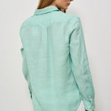 Camicia donna in lino verde acqua 211970730 013 RALPH LAUREN 