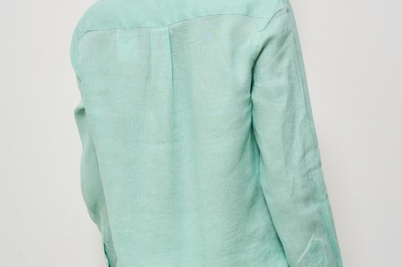 Camicia donna in lino verde acqua 211970730 013 RALPH LAUREN 