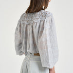 Blusa donna Polly con pizzo celeste HT0767FA D1J05E30LU MARANT ETOILE 