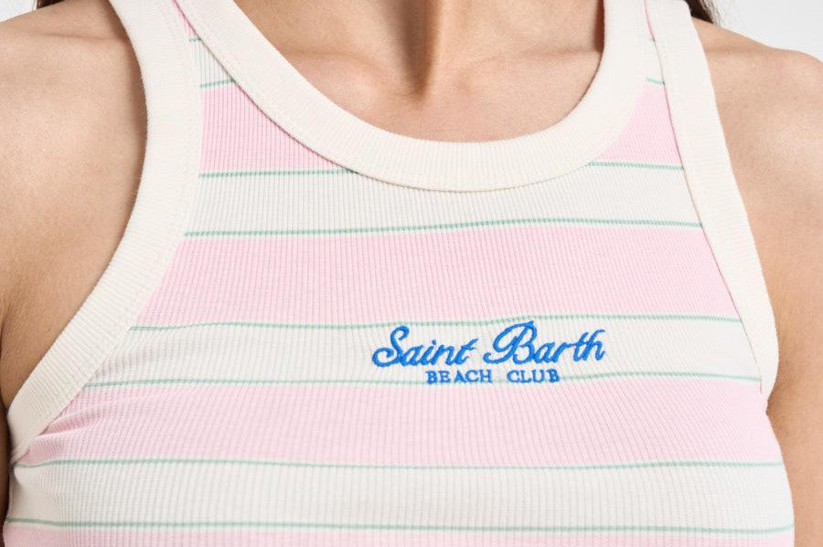 Canotta donna a righe rosa e panna ADA 01906L MC2 SAINT BARTH 