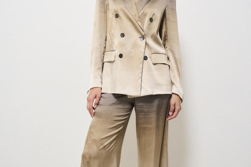 Giacca donna doppiopetto in seta Adastrgum beige 12226 514923 PIERRE-LOUIS MASCIA 