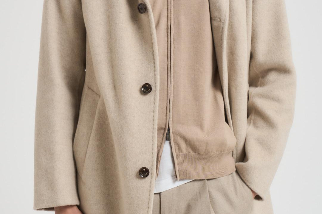 Cappotto uomo monopetto midi beige F09MUC952D 33023 MONTECORE 