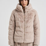 Piumino donna in eco pelliccia beige PI001935D 1985 HERNO 