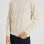 Maglia uomo girocollo a treccia panna 25FCCM010439 101 ACCADEMIE TESSILI 