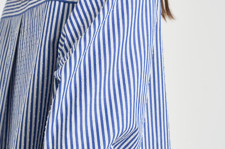 Camicia donna a righe blu e strass D380646 CASHINE883 P.a.r.o.s.h. 