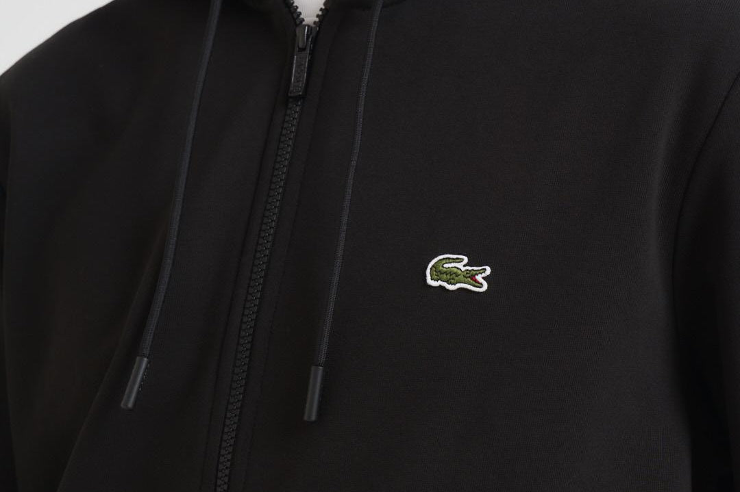 Felpa uomo con cappuccio in pile nera SH9626 031 LACOSTE 