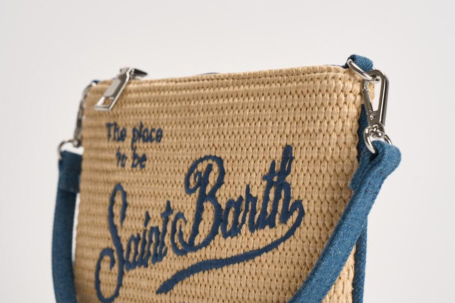 Pochette donna Parisienne Mini beige e blu PARISIENNEMINISTRAW 02778L MC2 SAINT BARTH 