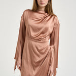 Abito donna mini satinato rosa antico Y6SM24 E34 SEMICOUTURE 