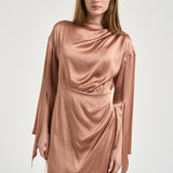 Abito donna mini satinato rosa antico Y6SM24 E34 SEMICOUTURE 