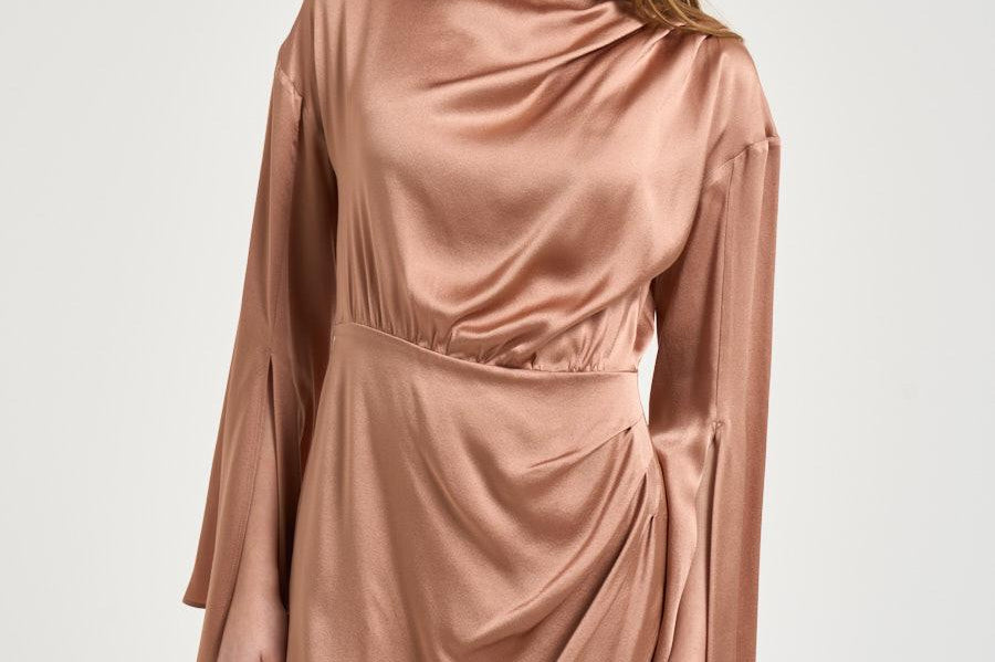 Abito donna mini satinato rosa antico Y6SM24 E34 SEMICOUTURE 