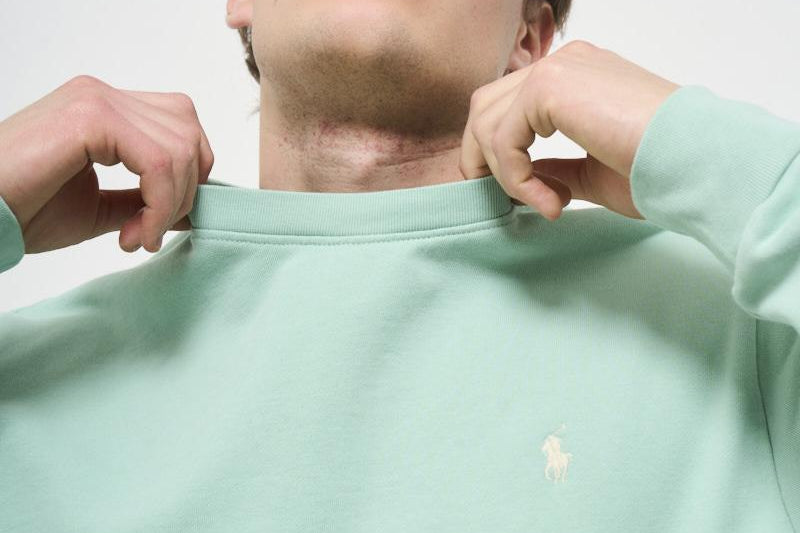 Felpa uomo girocollo verde acqua 710916689 012 RALPH LAUREN 