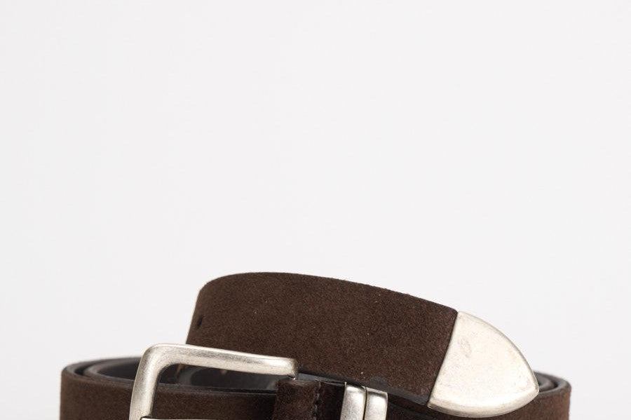 Cintura uomo in suede marrone VZ18 MORO ACCADEMIE TESSILI 