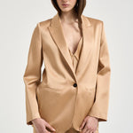 Blazer donna in raso crema dorato 14547 1012 FORTE FORTE 