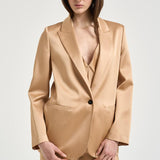 Blazer donna in raso crema dorato 14547 1012 FORTE FORTE 