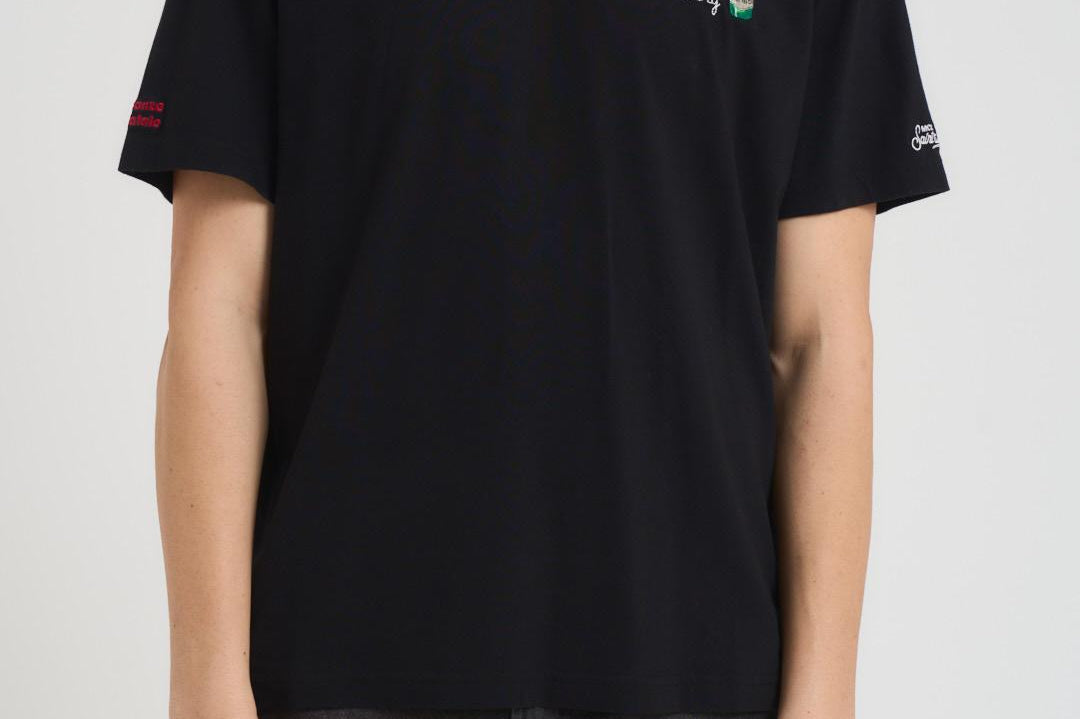 T-shirt uomo girocollo nera con ricamo ARNOTTWM DAIF00EMB MC2 SAINT BARTH 