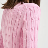 Maglione donna girocollo a trecce rosa 211971869 010 RALPH LAUREN 