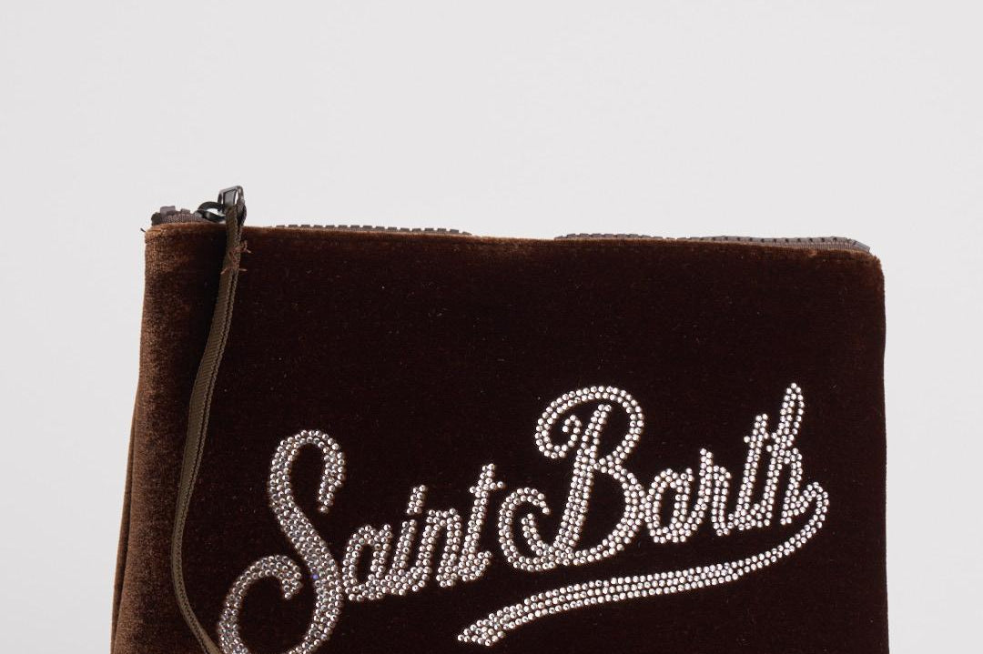 Pochette donna Aline marrone in velluto e strass ALINE VELVETSTRASS19 MC2 SAINT BARTH 