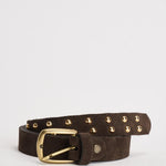 Cintura donna con borchie in suede marrone KXCI2926 MORO KIKISIX 