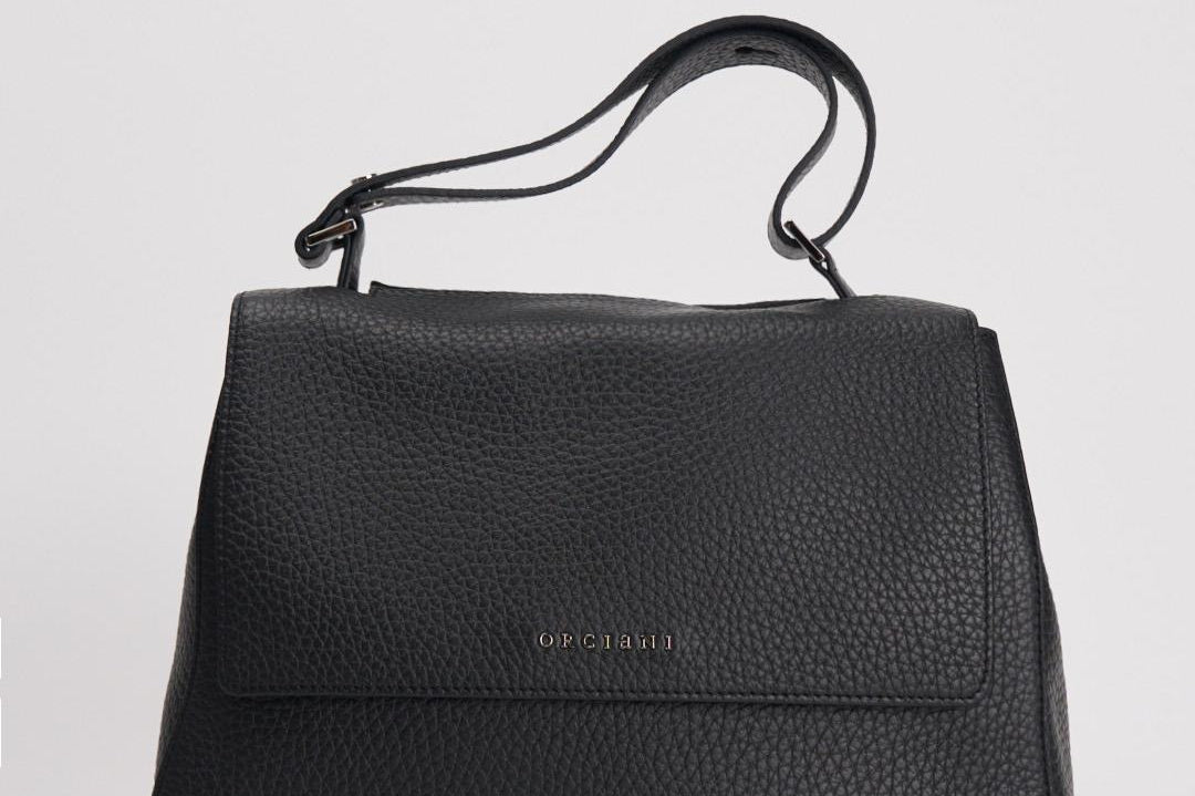 Borsa donna Sveva Soft Media a spalla in pelle con tracolla nera BT2006SOF NERO ORCIANI 