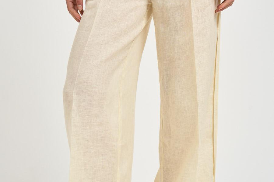 Pantalone donna in lino burro S6SN33 A41 SEMICOUTURE 