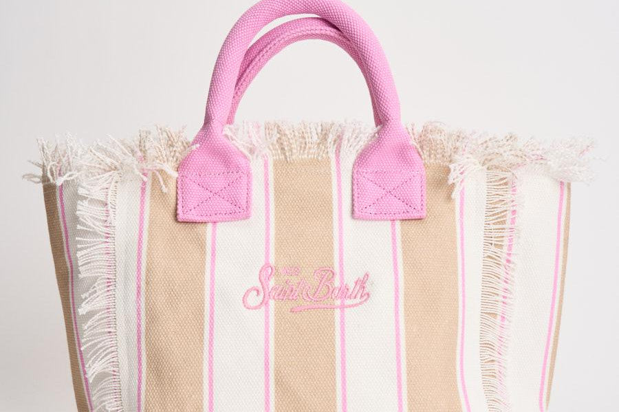 Borsa donna Colette a righe beige e bianca COLETTE 02596L MC2 SAINT BARTH 
