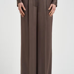 Pantalone donna fluido satinato marrone A04302 01943151 PESERICO 