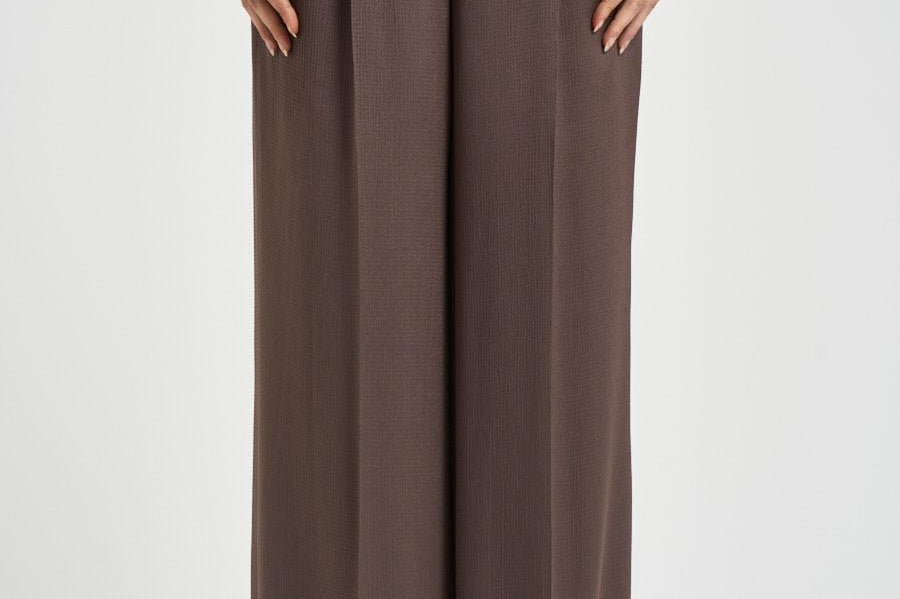 Pantalone donna fluido satinato marrone A04302 01943151 PESERICO 