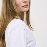 Maglia donna bianca con strass Y5SJ13 A01 SEMICOUTURE 