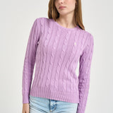 Maglia donna girocollo a trecce lilla 211971869 505 RALPH LAUREN 