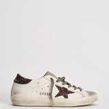 Sneakers donna Super Star bianche e glitter marroni GWF00101 F00812212386 GOLDEN GOOSE 