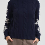 Maglia donna a trecce blu ADLER NORDIC61 MC2 SAINT BARTH 