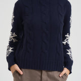 Maglia donna a trecce blu ADLER NORDIC61 MC2 SAINT BARTH 