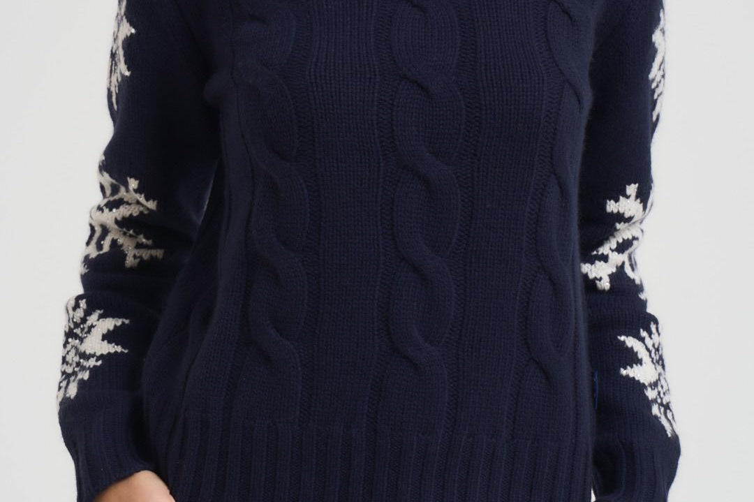 Maglia donna a trecce blu ADLER NORDIC61 MC2 SAINT BARTH 