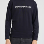 Felpa uomo girocollo blu con stampa logo 8N1MR6 1JRIZF905 EMPORIO ARMANI 